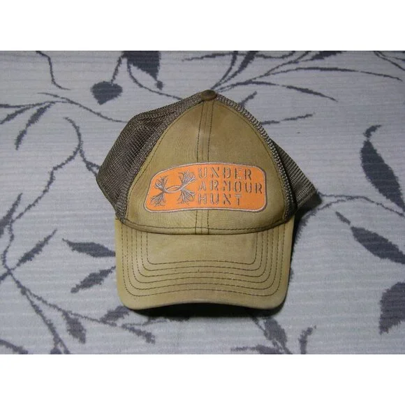 Under Armour Hunt Distressed Snapback Hat Cap Hunting Dad Men Women Orange  Beige